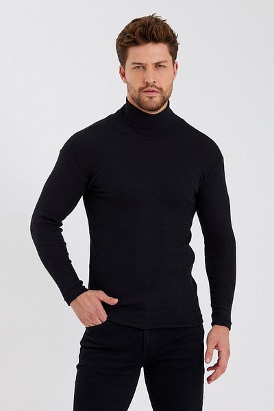 Bentillo Pulover negru cu gât cu capul pentru bărbați