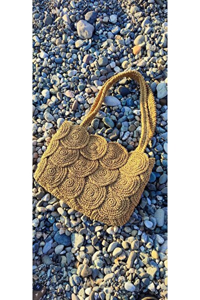 ÖZDEN BRONZ YUVARLAK MOTİFLİ HASIR ÇANTA