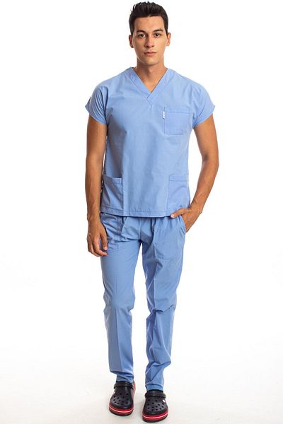 Simirna Üniforma Chirurgical Doctor Nurse Scrubs Set de tricou albastru deschis