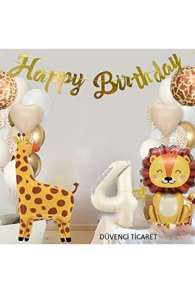 DÜVENCİ TİCARET Set de baloane pentru ziua de nastere - Concept Lion Girafe F...