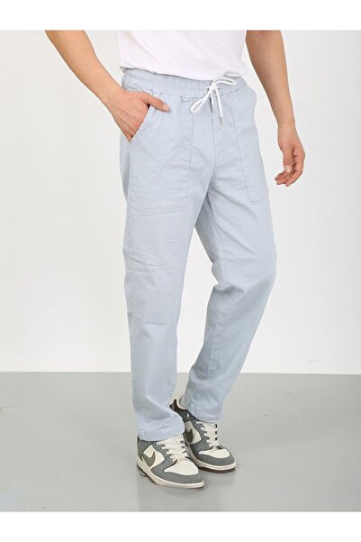 KAİZER DENİM Buz Mavi Oversize Premium Sewing Cepli Yürüyüş Pantolonu-Buz Mavi - XL
