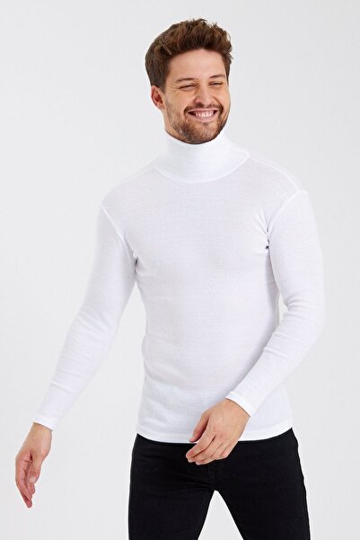 Bentillo Men's White Turtleneck Camisole Sweater