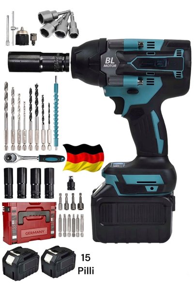 DYNAMİC MAX Alman 950Nm 996VX 20Ah Akülü Torklu Somun Bijon Sökme Takma Sıkma Kömürsüz Matkap 15 Pilli Batarya