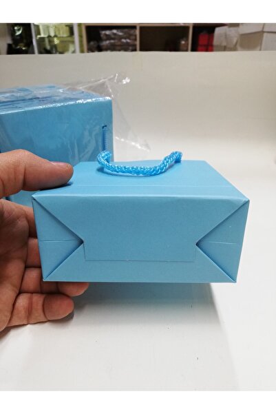 BURAKKUTU Karton Çanta Mavi 11x11cm Paket 100 Lü Adettir