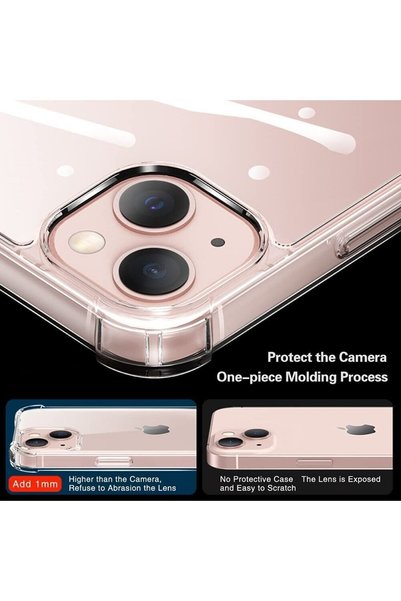 HyperAge Ultra Transparent Case Compatible with iPhone 13 and iPhone 14 Shock Absorbing Corner Protection Anti Shock Transparent Cover