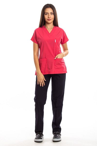 Simirna Üniforma Set de asistentă medicală chirurgicală cu model de flori de rodie bleumarin