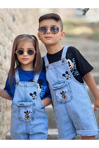 yns coolstar Salopetă de vară cu broderie Micky unisex - Set pantaloni scurți...