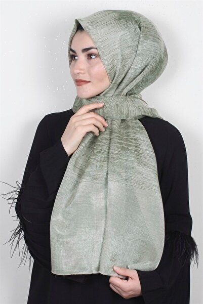PİRAMİT Rose Simli Şal 1385-24 Çağla Yeşili