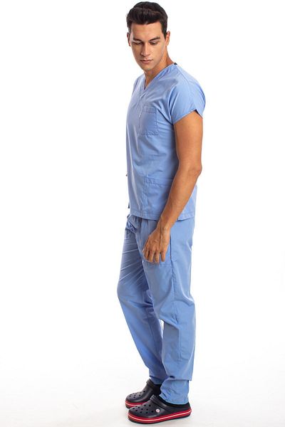 Simirna Üniforma Chirurgical Doctor Nurse Scrubs Set de tricou albastru deschis