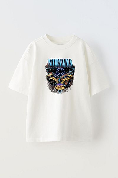 THEWERT Μπλουζάκι Kurt Coban με στάμπα Unisex Λευκό Oversize βαμβακερό μπλουζάκι