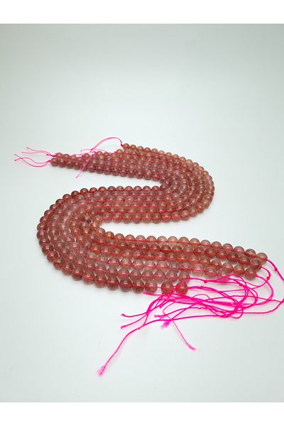 Yüksel Boncuk 8 mm Strawberry and Rose Quartz - Σειρά φυσικών πολύτιμων λίθων