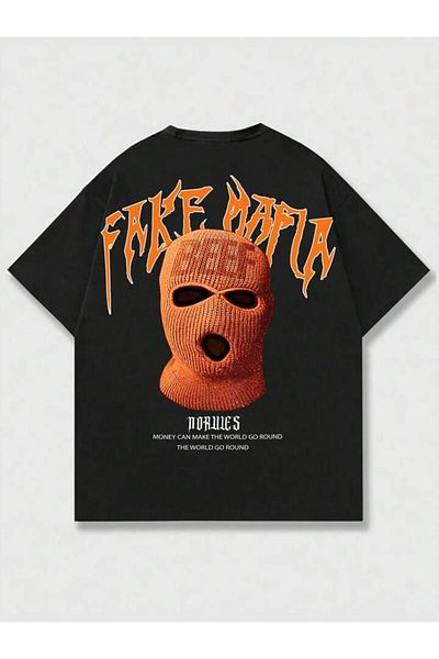 AMMA Unisex Fake Mafia Pattern - 100% Cotton Short Sleeve T-shirt