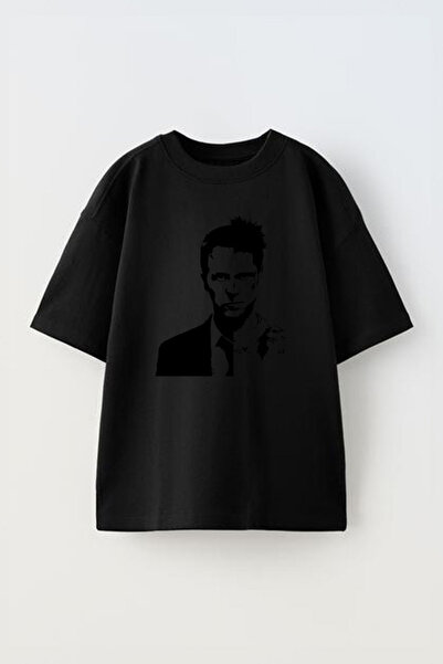 THEWERT Tyler Durden Reality Štampano Unisex crna Pamuk Oversize kroj T-shirt