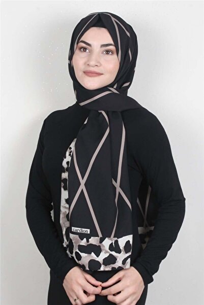 Cardion Medine Desenli Şal 1802-4 Siyah-taş