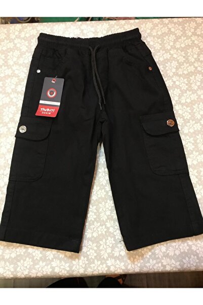Butik Gabardin Denim Kargo Cepli Beli Lastikli Likralı Kapri Şort