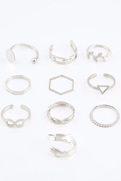 Sortie Aksesuar Kavuşan Eller Sonsuzluk Ve Üçgen Figürlü 10'lu Yüzük Kombini ...
