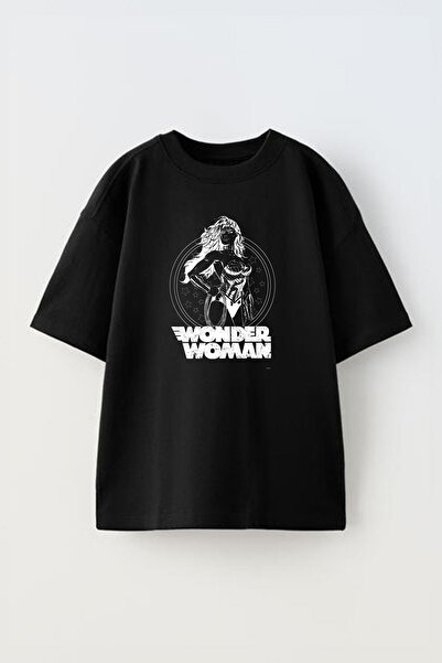 THEWERT Čudesne žene Štampano unisex crna Oversize kroj Pamuk T-shirt