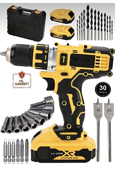 Germany Steel 128 Vf Bakır Sargılı Darbeli Şarjlı Matkap Çift Akülü Metal Şan...