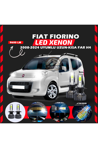 Furens Fiat Fiorino 2008-2024 Uzun - Kısa Far Uyumlu Şimşek Etkili Led Xenon ...