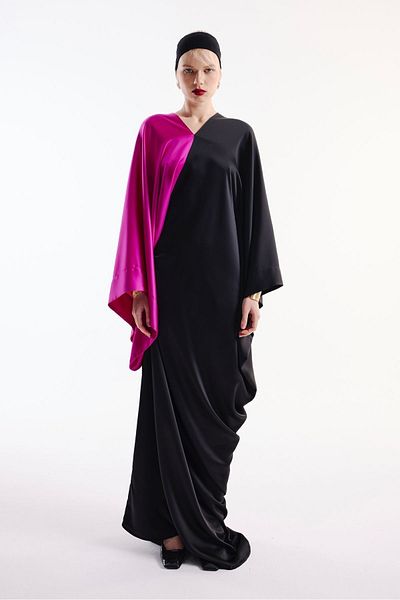 Nuum Design Fuchsia Asymmetrical Dress with Sleeves