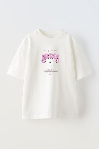 THEWERT Λευκό Oversize βαμβακερό μπλουζάκι - Unisex Creative Fabric Printed