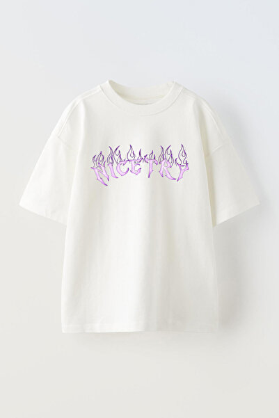 THEWERT Nicetry Дизайн Друкований Унісекс Білий Бавовняний Oversize Футболка