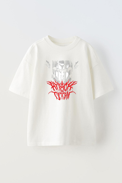 THEWERT Attack On Titan Unisex Anime Design Štampano Bela Oversize kroj Pamuk...