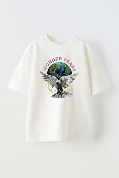 THEWERT Čudesna godina Štampano Unisex bela Oversize kroj Pamuk T-shirt