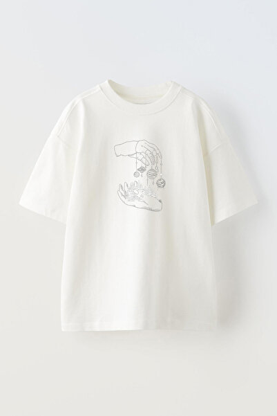 THEWERT تي شيرت قطني أبيض كبير الحجم - مطبوع بتصميم بسيط للجنسين