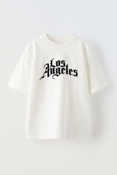 THEWERT Μπλουζάκι Los Angeles Printed Unisex Λευκό Oversize βαμβακερό μπλουζάκι