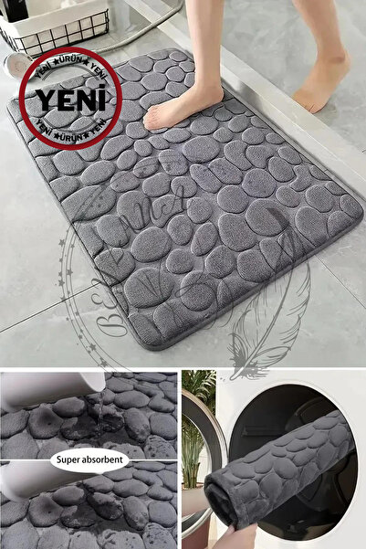 BEYZANA Kabartmalı Banyo Paspası Su Emici Paspas Abdest Paspası Kaymaz Taban ...