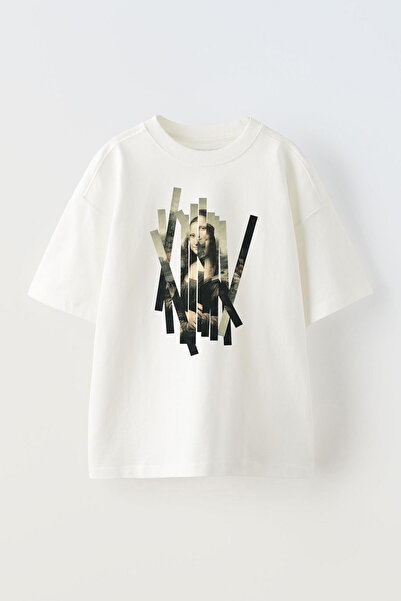 THEWERT Bela Monolisa Ogledala Štampano Pamuk Oversize kroj T-shirt - Unisex
