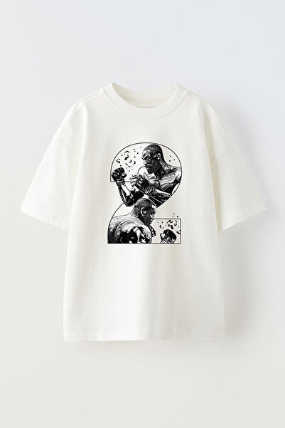 THEWERT Galang Design Štampano Unisex bela Oversize kroj Pamuk T-shirt