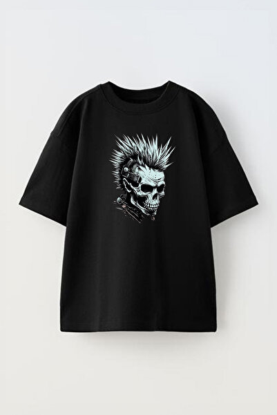 THEWERT Unisex Pamuk Crna Oversize kroj T-shirt - Učenje kroz zanimljiv dizaj...