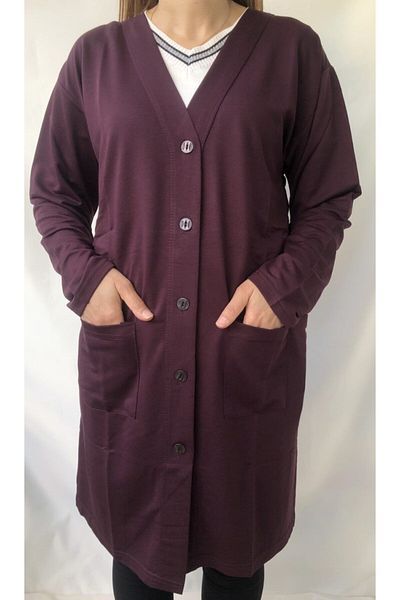 ECE GİYİM Combed Cotton Cardigan - Long Buttoned