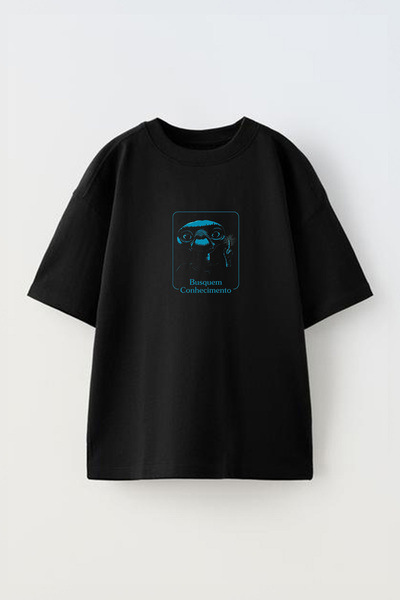 THEWERT Busquem Conhecimento Design - Unisex crna Pamuk Oversize kroj T-shirt