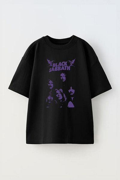 THEWERT Μπλουζάκι Sabbath Design Printed Unisex Μαύρο βαμβακερό Oversize
