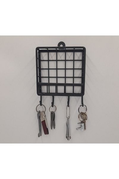 GO DEKOR New Model Mini Cute Metal 4-hook Wall Keychain Rack - 12x12x2