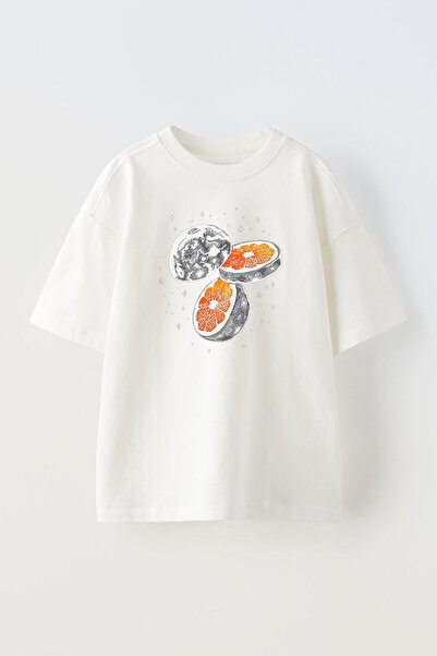 THEWERT Bela narandžasta Sa deznom uniseks Oversize kroj Pamuk T-shirt