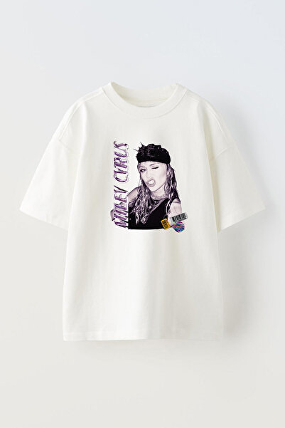 THEWERT Milev Cyrus Design - Unisex bela Oversize kroj Pamuk T-shirt