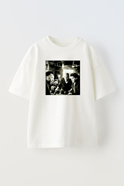 THEWERT تي شيرت أبيض كبير الحجم للجنسين - تصميم زيدان، بيليه، مارادونا مطبوع،...