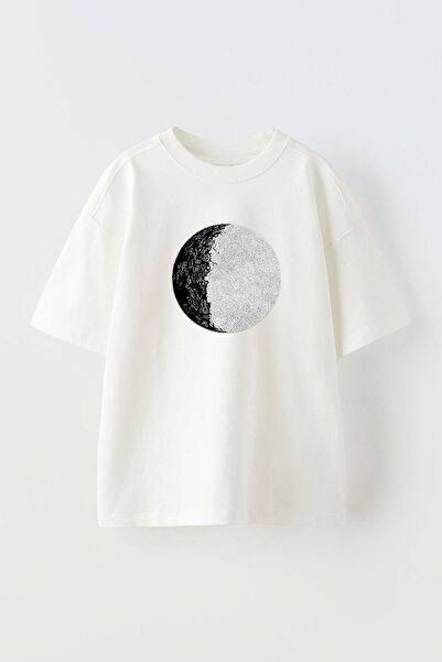 THEWERT Unisex beli Oversize kroj T-shirt - Metalni poster Selenofilski ljubi...