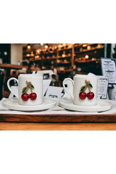 hazztasarım 2-person porcelain cherry cup set