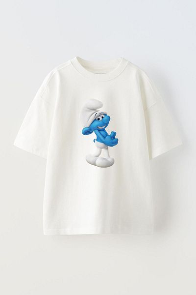 THEWERT Λευκό εμπριμέ Utangac Oversize βαμβακερό μπλουζάκι - Unisex