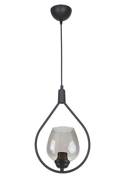 Fer Avize Deco 110 Black Smoked Glass Single Chandelier - Modern Design Living Room Mufak Bedroom