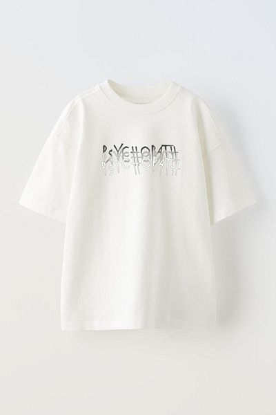THEWERT Λευκό Oversize Unisex T-shirt - Psychopath Design Printed, Βαμβακερό Υλικό