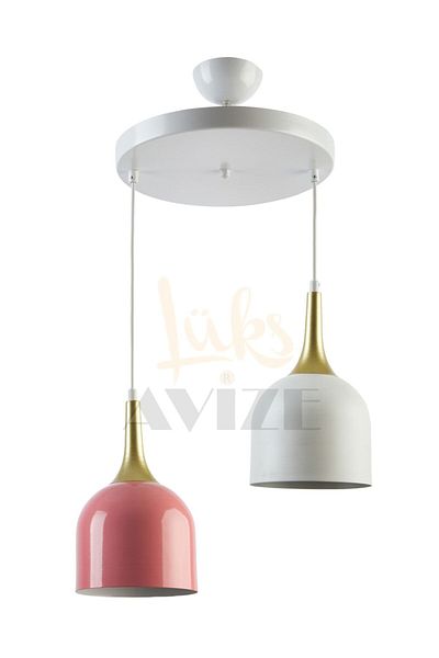 Fer Avize Reına Modern Design Metal Headboard Pink White Color Pendant Lamp Cafe - Kitchen 2-Piece Chandelier