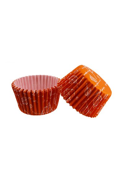 TT Tahtakale Toptancıları 48X34 MM (100 Pieces) Orange Leaf Pattern Cupcake and Cake Mold