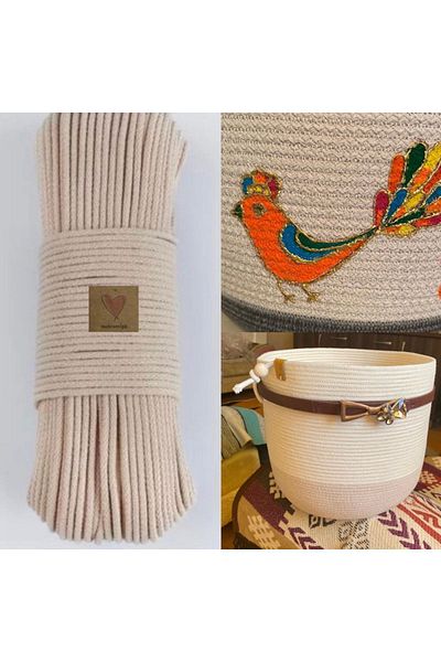 Makromİps ROPE 1 CYLO 5.5-6mm TRESS WOVEN COTTON ROPE CORD SEWABLE BASKET BAG SUPLA STRING