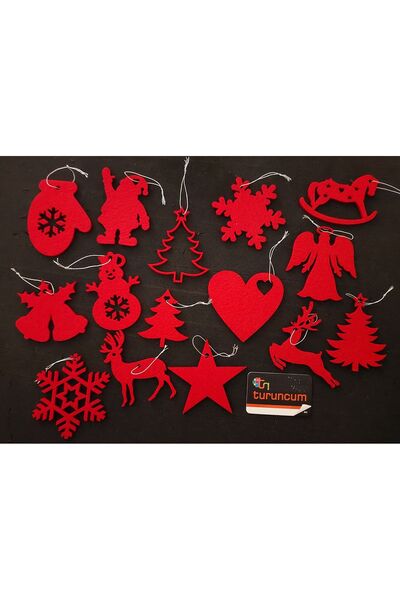 Turuncum Çam Ağacı Yılbaşı Süsü 15 Adet 10cm Kalın Keçe